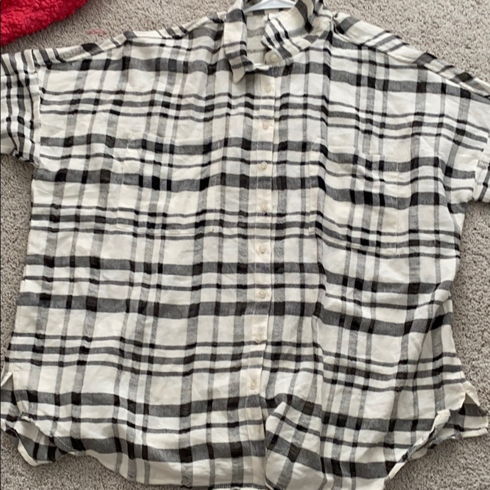 Gauze Fabric plaid button up